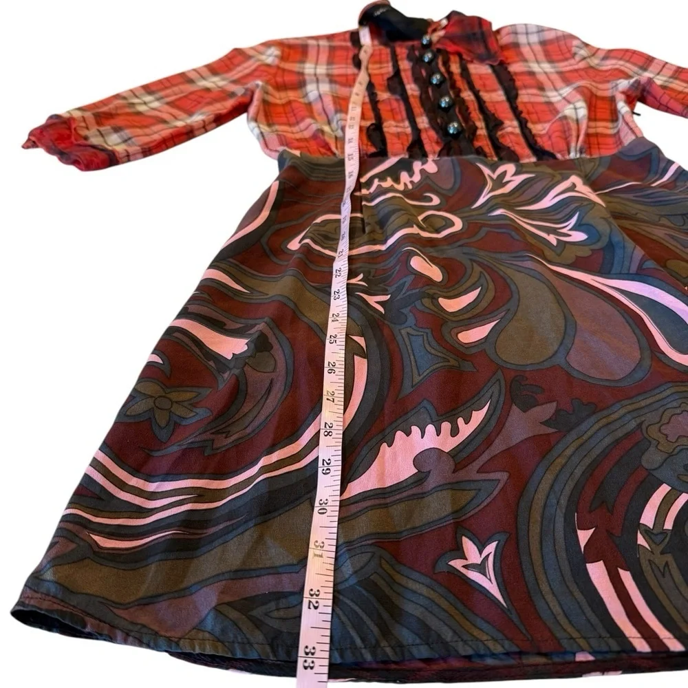 COACH 1941 Plaid Peter Pan Collar Mixed Silk Print Mini Dress – Size 4 NWOT
